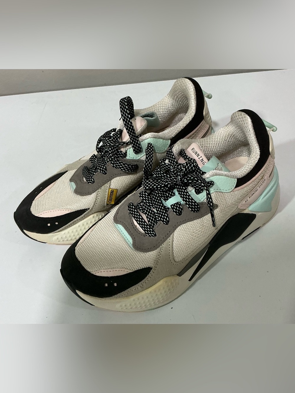 Puma Women's Chunky Sneakers in Cream, Mint & Black